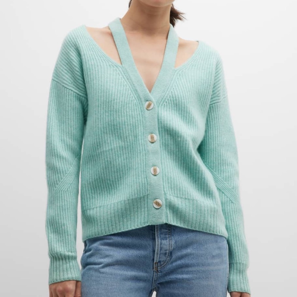 NAADAM Women's Light Green Button-Up Cardigan